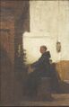 In het midden van de negentiende eeuw bezocht Johannes Bosboom (1817-1891) een aantal kloosters in het noordoosten van Noord-Brabant, de regio met de oudste kloosters van het land. Het authentieke karakter van de architectuur en het monastieke leven trok de schilder, bekend om zijn kerkinterieurs, aan. Binnen de muren van de kloosters schilderde en aquarelleerde hij kloosterkeukens, pandgangen en trappenhuizen. Een motief dat Bosboom meerdere malen ter hand nam was dat van een monnik, spelend op het orgel op het koor. Dit kleine doek is het laatste uit de serie en het meest impressionistische: de toets is los, de figuren en vormen worden niet met lijnen neergezet maar met kleuren gemodelleerd. Voor Bosboom was het oproepen van licht, van sfeer, belangrijker dan het streven naar een exacte weergave van het onderwerp. Mede daardoor is het moeilijk uit te maken welk klooster model heeft gestaan voor de compositie: dat van de franciscanen te Megen of van de karmelieten te Boxmeer.