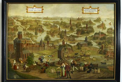 Het schilderij van Henricus Weingärtner stelt de Sint Elisabethsvloed, voor gezien vanaf de Grote Kerk in Dordrecht. De vloed voltrok zich in 1421 en veranderde de Groote Waard in een binnenzee. Het is het ontstaan van de Biesbosch.
