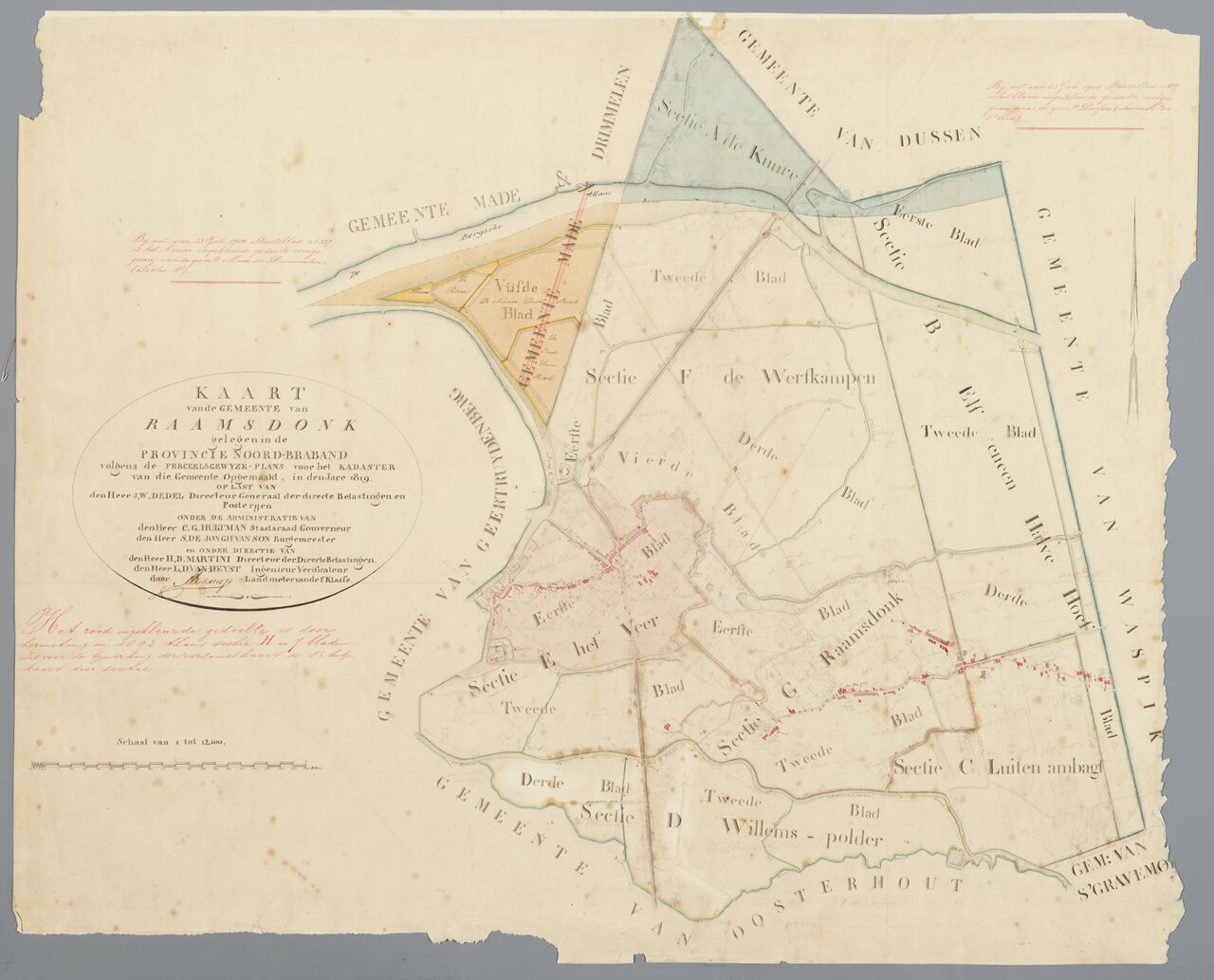 Kadastrale kaart 1811-1832: verzamelplan Raamsdonk, Noord Brabant (MIN10127VK1) Gemeentecode 10127 - Minuutplan Raamsdonk Sectie A - G Blad Verzamelplan