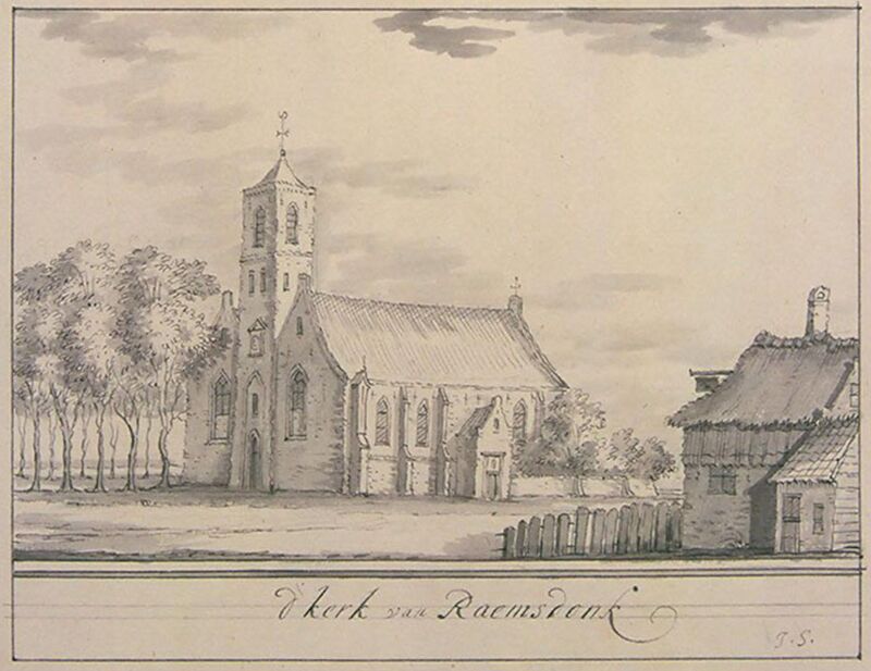 Raemsdonk 1650 D' kerk van Raemsdonk Schoemaker Atlas: Zuid-Holland, Raamsdonk