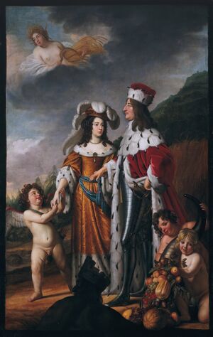 Louise Henriette leads Friedrich Wilhelm, Elector of Brandenburg, to her parents, by Gerard van Honthorst.jpg