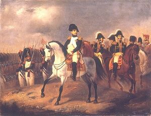 Napoleon met zijn generaals