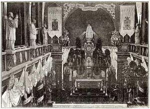 69.006. De St. Ignatiuskerk te Amsterdam bij de viering van het derde eeuwfeest der congregatie Prima Primaria, voorjaar 1885