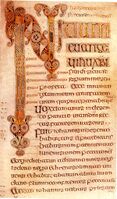 Ierse insulaire stijl, Book of Durrow, begin van het Marcus evangelie.
