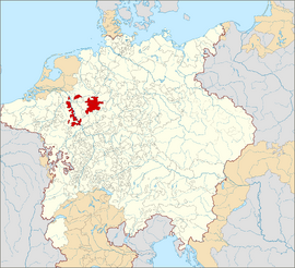 Het keurvorstendom Keulen met het vest Recklinghausen en het hertogdom Westfalen binnen het Heilige Roomse Rijk (1618)