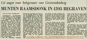 Uit angst voor belegeraars van Geertruidenberg munten Raamsdonk in 1593 begraven