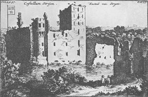 Ruïne van het Kasteel Strijen in 1636, naar een prent van A. Santvoort.