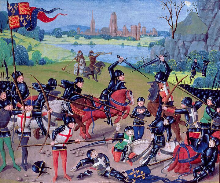 Bestand:Battle of Agincourt, St. Alban's Chronicle by Thomas Walsingham.jpg