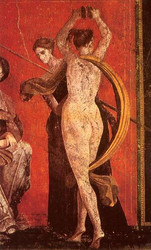 Roman fresco Villa dei Misteri Pompeii - detail with dancing menad.jpg