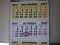 Een moderne kalender uit 2007 waarbij september en oktober zijn te zien