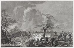 Doorbraak van Waaldijk bij Doornik, tussen Bemmel en Lent, 21 februari 1799.