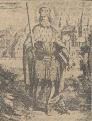 St. Bavo naar een prent uit de vermelde Gentsche uitgave van 1705.