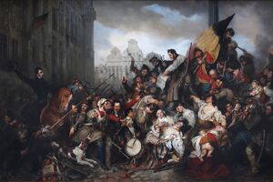 Gustave Wappers - Épisode des Journées de septembre 1830 sur la place de l'Hôtel de Ville de Bruxelles.jpg