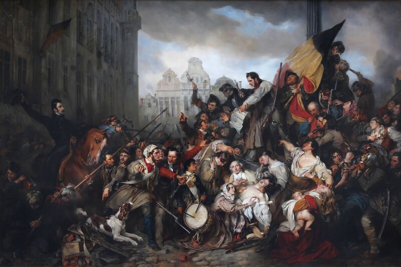 Bestand:Gustave Wappers - Épisode des Journées de septembre 1830 sur la place de l'Hôtel de Ville de Bruxelles.jpg