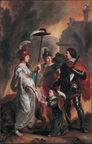 Bestand:The Act of Survivance presented to Willem II, by Gonzales Coques.jpg