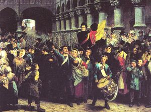 Le départ des volontaires liégeois pour Bruxelles by Charles Soubre (1878).jpg