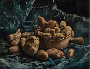 Stilleven met aarden kom met aardappelen, september 1885
