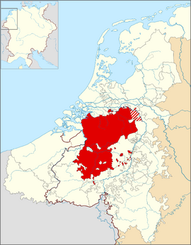 Het hertogdom Brabant omstreeks 1350.