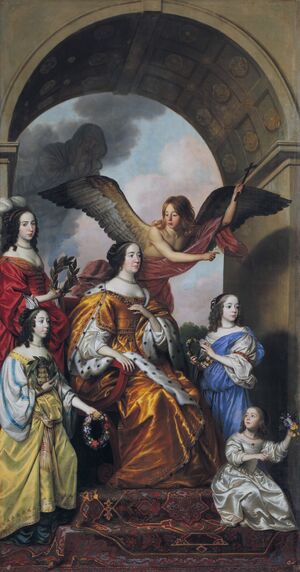 Part of the Triumphal Procession, Amalia and her Daughters watching the Triumph of Frederik Hendrik, by Gerard van Honthorst.jpg