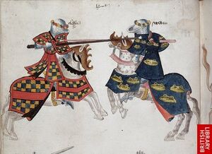 Riddertournooi (Een oude afbeelding van Jousting in de 14e eeuw. )