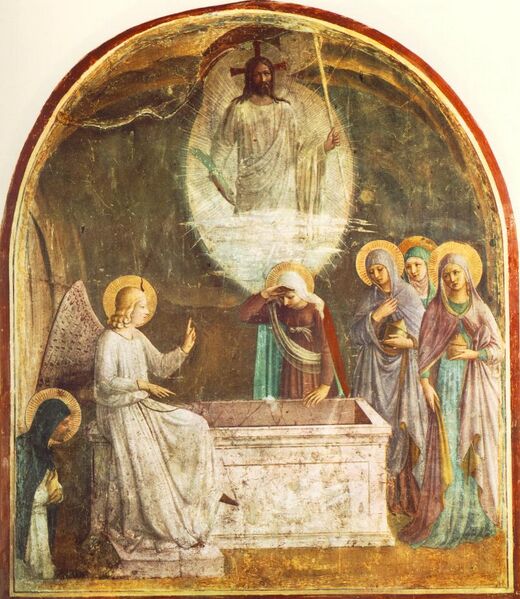 Bestand:Resurrection of Christ and Women at the Tomb by Fra Angelico (San Marco cell 8).jpg