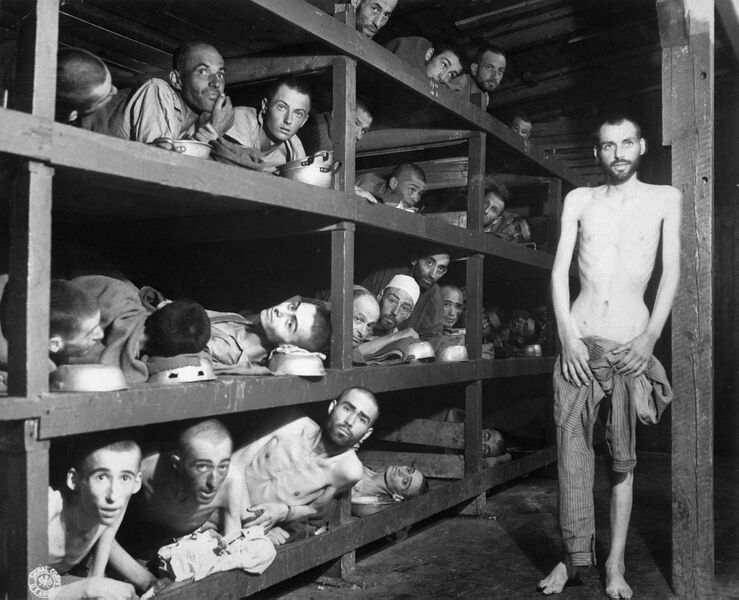 Bestand:Buchenwald Slave Laborers Liberation.jpg