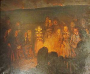 016 Les feux de la Saint-Jean (Charles Cottet, huile sur toile, salon de 1901, manoir de Kerazan, fondation Astor).jpg