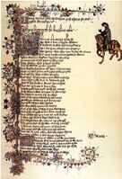 Engelse gotica cursiva, uit The Ellesmere Chaucer, ca. 1400