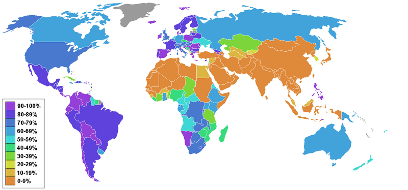 Bestand:Christianity percentage by country.png