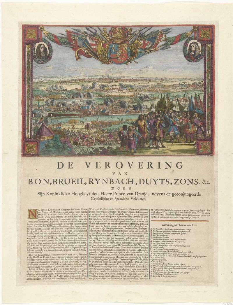 Het leger van Willem III veroverde in 1673 diverse steden in het Duitse rijk Romeyn de Hooghe (toegeschreven aan). Collectie Rijksmuseum Amsterdam, objectnummer RP-P-OB-79.420