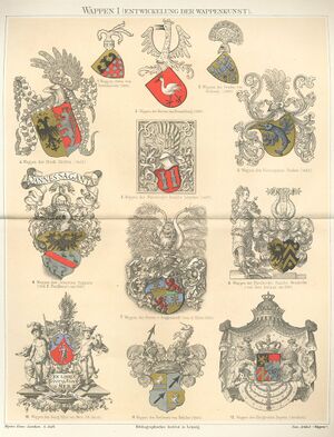 Voorbeeld van een wapenblad gebruikt voor heraldiek
