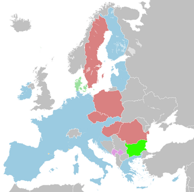 Kaart van de eurozone.