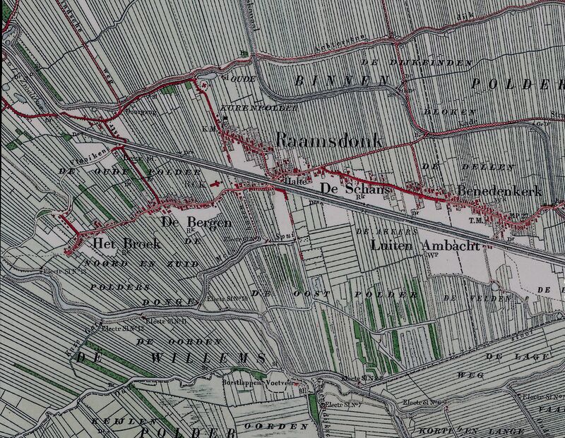 Kaart Raamsdonk 1920 met spoor