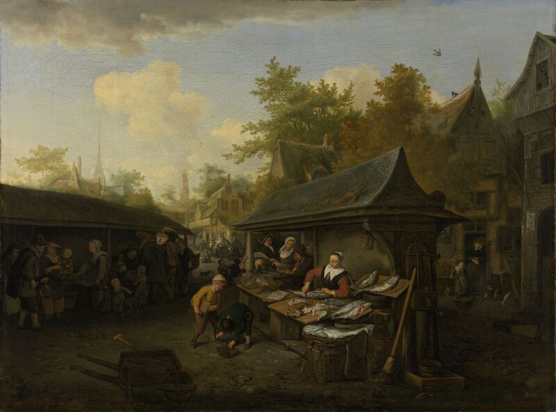 Bestand:Cornelis Dusart Vismarkt.jpg
