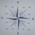 Windroos met zestien richtingen in het Italiaans: Nord=noord, Est=oost, Sud=zuid, Ovest=west