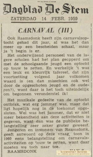 1e carnavalsoptocht Raamsdonk in 1959